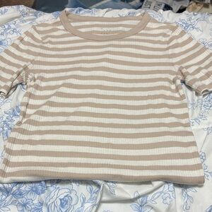 A New Day Beige and White Striped Top
